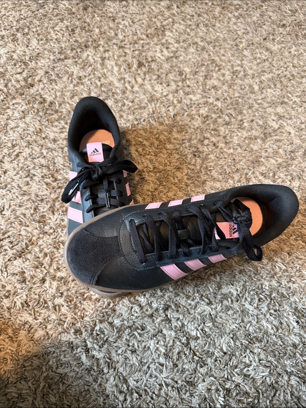 Adidas Black Sneakers with Pink Stripes - Women's Low-Top